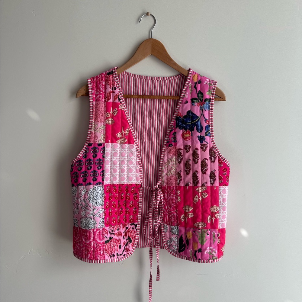 Pink Vintage Patchwork Quilted Vest